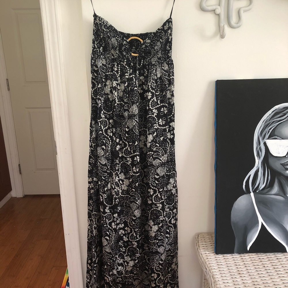 Indah Kalleria Batik Print Long Silk Maxi Dress S
